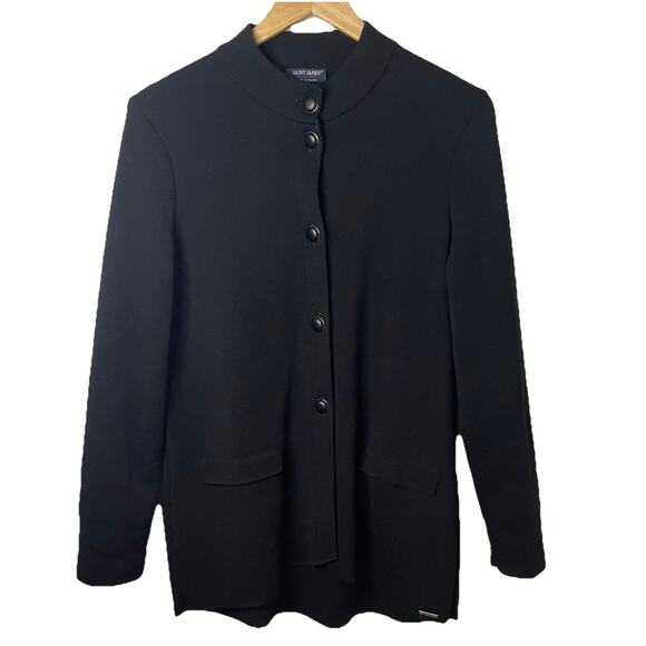 VTG SAINT JAMES France Black Wool Cardigan Jacket Shacket -38 Chest / M/L -FLAW - Picture 1 of 16